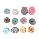 Mixed Flower Painting Round 2 Holes Wood Wooden Buttons for Sewing Crafting E5K6
