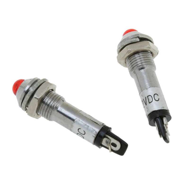 10pcs 8mm 12V Red LED Metal Indicator Pilot Light XD8-2