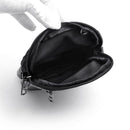 Women Soft PU Messenger Bag Multi-layer Shoulder Zipper Phone Pouch (Black)
