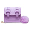 Women Chain Crossbody Bag PU Female Mini Pompom Shoulder Handbags (Purple)