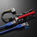 009s 1x to 16x PCI Express Riser Card USB3.0 Cable Dual 6Pin for BTC Mining
