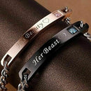 His Beauty Her Beast Alloy His and Her Bracelet Matching Cuban Link Chain W E2A5