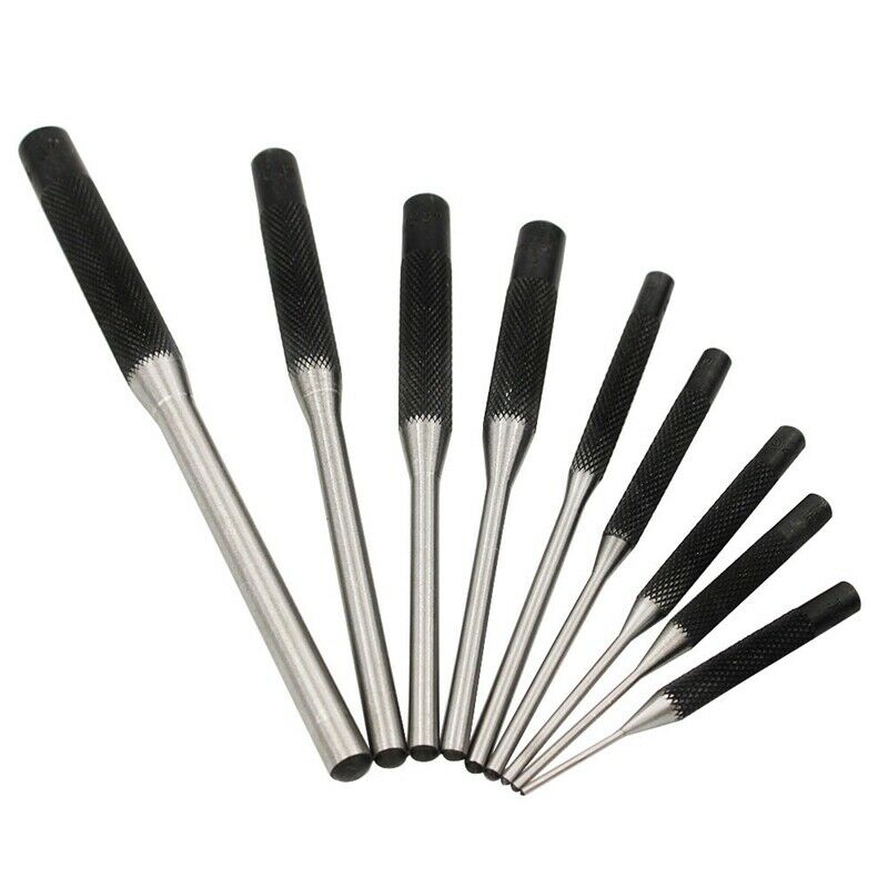 9Pcs Steel Multi Size Round Head Pins Punch Set Grip Roll Pins Punch Tool K U5M8