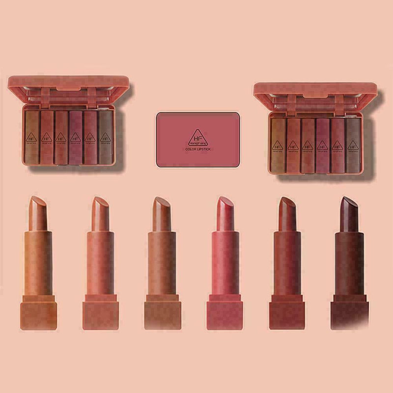 6pcs/set Nude MATTE Lipstick Waterproof Long Lasting Lip Kit Velvet Cosmeti Q5M0
