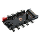 10-Way Sata Cooling Fan Concentrator 3pin And 4pin PCB Controller With Cables