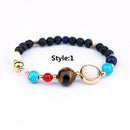 Universe Planets Bead Bracelet Natural Stone Bangle Women Jewelry (Style 1) A