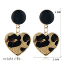 Imitation Heart Geometric Leopard Drop Earrings For Women Statement Trend J