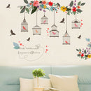 Flowers Birds Birdcage Stickers Decals Wall Art For HomeLiving Room`Bedroom A FT