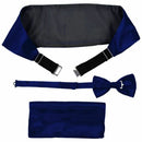 Satin Tuxedo Cummerbund+Bow Tie +Hanky Set Prom Wedding Deep BLUE L6J2