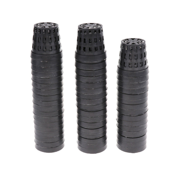100x Reusable Black Plastic Mini Planting Basket Cups Water Grass Cultivate