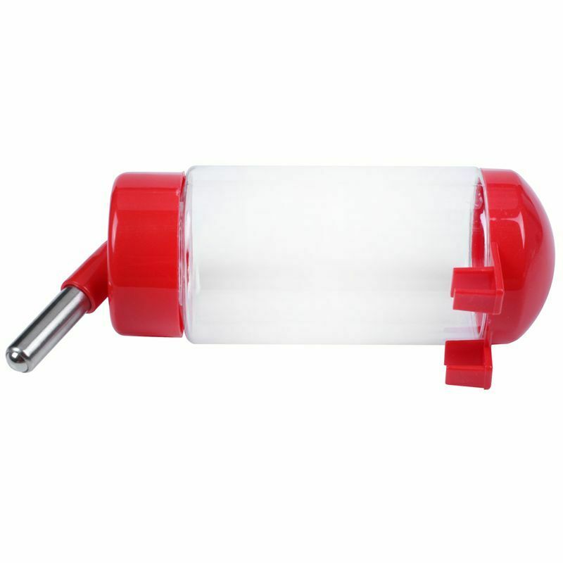 Pet Puppy Rabbit Dog Hanging Fountain Bottle Water Feeder Red Clear 350ml