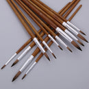 12PC Artists Paint Brushes Nylon Hair Wooden Handles Pointed Tip Brush Pen Brown