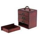 Retro 4 Layer Jewelry Storage Box Wood Chest Treasure Organizer Ring Case