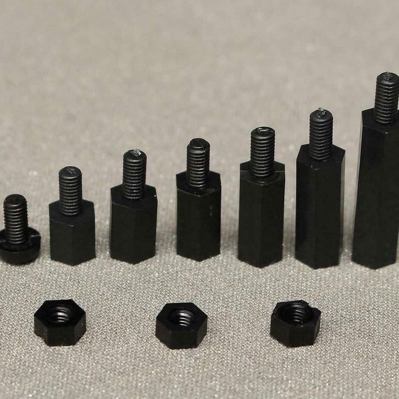 180PCS Plastic M3 Nylon Hex Spacers Screw Nut Stand-off Assortment Kit