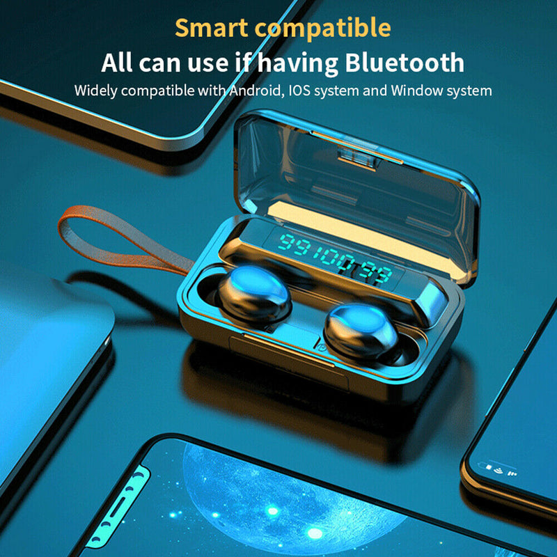 R5 TWS Earbuds Bluetooth Wireless Earphones w/Digital Display Charging Case