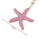 Pretty Sparkling Starfish Keychain Keyring Crystal Rhinestones Purse Pendan E9S4