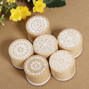6X Pop Assorted Wooden Rubber Stamp Round Shape Handwriting Floral Flower CraftZ