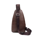 Solid Color Shoulder Packs Business Men PU Leather Crossbody Chest Bags