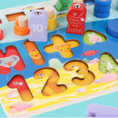 Wooden Kids Number Matching Fishing Board Digital Teaching Math Puzzle Toys