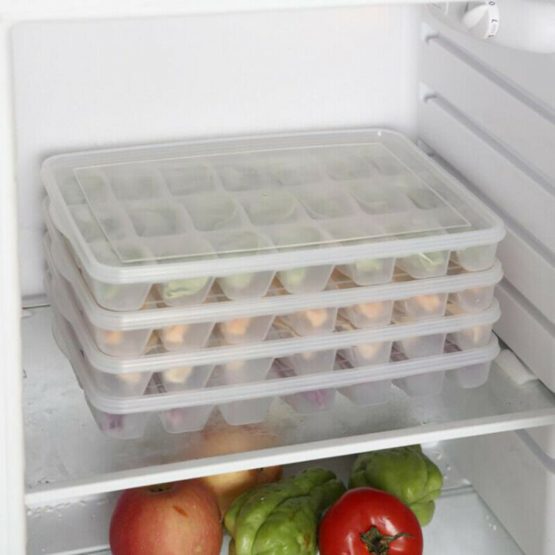 2pcs 21 Grid Fresh-keeping Plastic Storage Box Single Layer Dumpling Sus AXX
