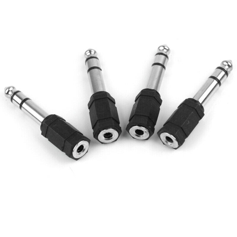 4 x 6.35mm 1/4 Male to 3.5mm 1/8 Female Stereo Audio Plug Mini Jack Adaptor Mic