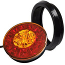 2Pcs 4Inch Round Led Amber Red Taillights With Rubber Grommet 16 Led 12V St