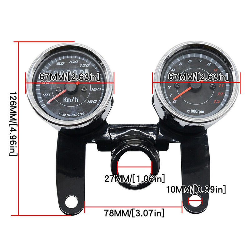 2 In 1 Speedometer Tachometer ABS With Bracket Professional Motorcycle Odometer
