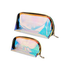 2Pcs Multifunctional Makeup Bag Iridescent Holographic Clear Cosmetic Bag L