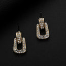 Women Rhinestone Geometric Zipper Dangle Stud Earrings Necklace Jewelry Set A