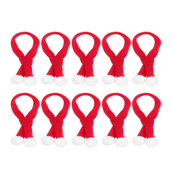 10 Pcs Mini Christmas Scarf Christmas Pet Scarf for Dog Cat and Wine Bottle