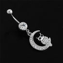 White Moon Owl Pendant Navel Piercing Women Belly Button Ring Piercing JewelrSP