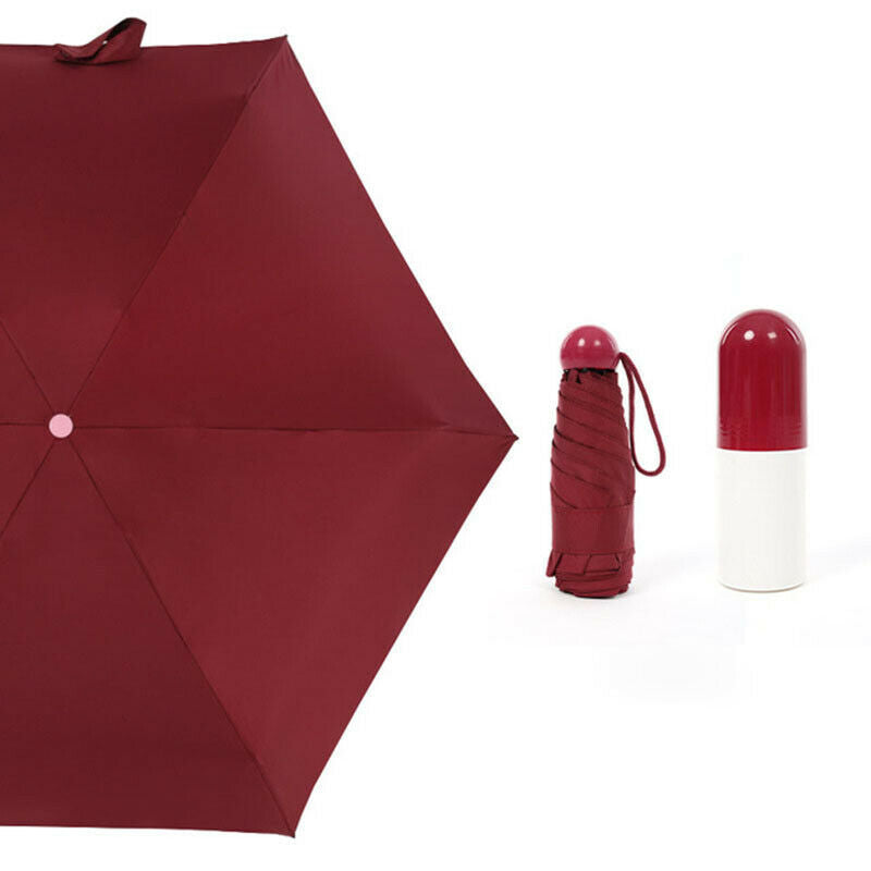Wine Red Mini Capsule Women Umbrella Clear Pocket Anti-Uv Umbrella Windproo Z5I7