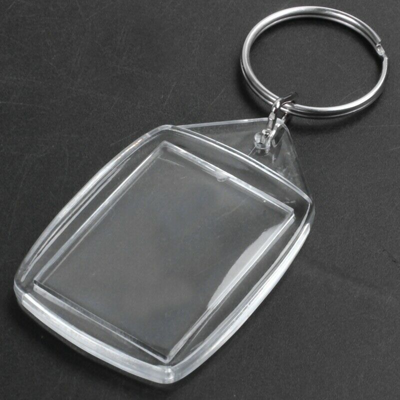 50x Clear Acrylic Plastic Blank Keyrings Insert Passport Photo Keychain Key K8N1