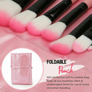 32 IN 1 Pink Makeup Brush Set Kit Foundation Powder Sponge with Leather Case #