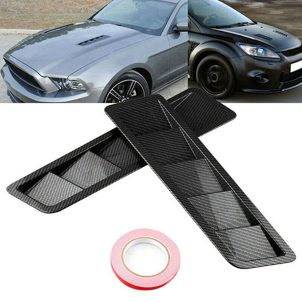2PCS Universal Carbon Fiber Look Style Hood Vent Louver Cooling Panel Trim  3C
