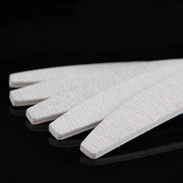 Nail files, D shape, double sided, gray white, 10 pieces X8M9