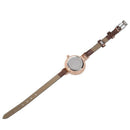 Women Ladies Thin Faux Leather Strap Wrist Watch Coffee