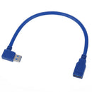 22cm Blue USB 3.0 90 Degree A Male to Female m/f Cable Adapter Connector