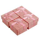 24 Pcs Ring Earring Jewelry Display Gift Box Bowknot Square Case pink