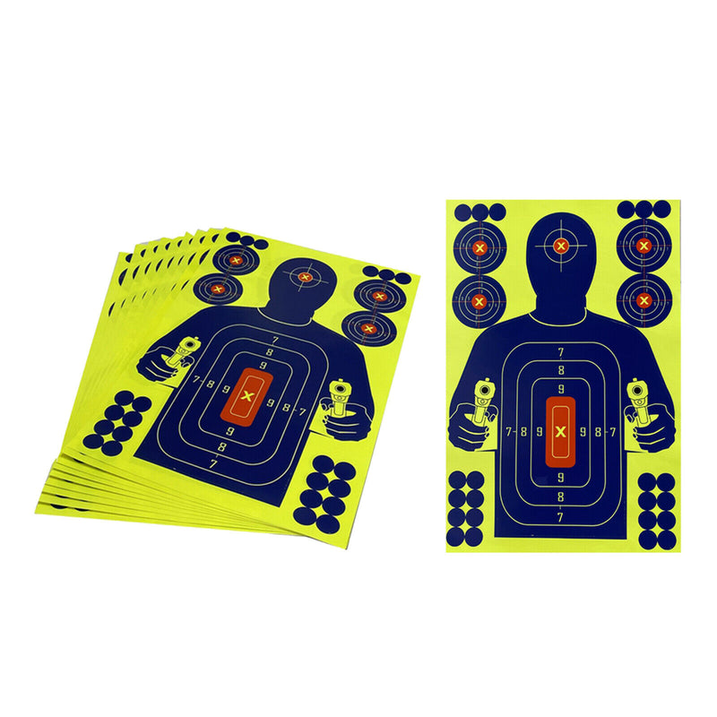 10 Pieces Paper Targets - Splatter Shots Burst Bright Fluorescent Yellow & Blue