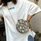 Retro Serpentine Round Women Handbags Small PU Leather Shoulder Bag (Khaki) A