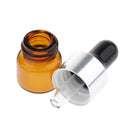 20 Pack Refill Empty Mini Amber Glass Essential Oils Dropper Bottles Jars, 1ml,