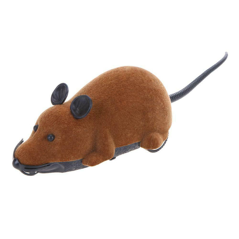 Wireless Electric RC Flocking Rat Toys Pet Cat Remote Control Mouse (Brown)