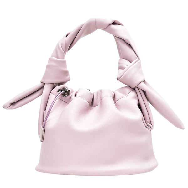 Casual Drawstring Bucket Bag Women PU Crossbody Shoulder Handbags (Pink)