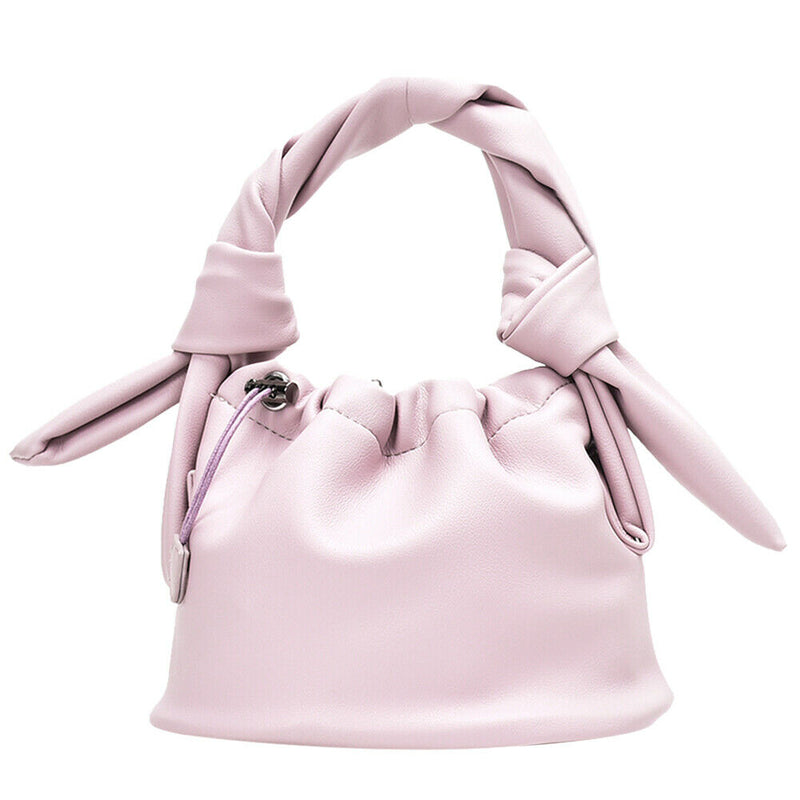 Casual Drawstring Bucket Bag Women PU Crossbody Shoulder Handbags (Pink)