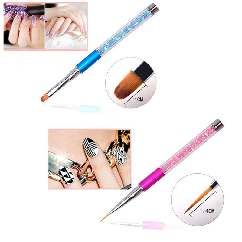 5pcs UV Gel Nail Art Tips Crystal Acrylic Painting Drawing Polish Brush Pen Set