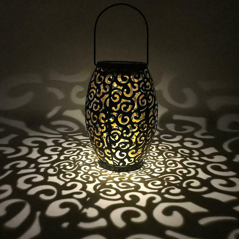 Solar LED Hanging Light Retro Hollow Metal Cloud Lantern Outdoor Decor Lamp