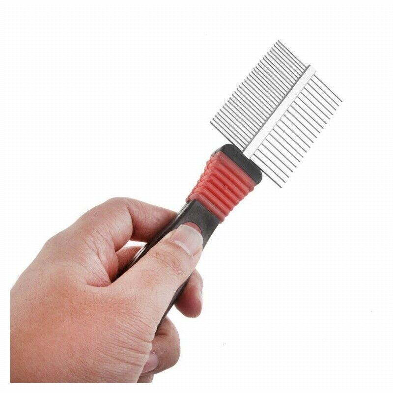 Dog Cat Pet Metal Handle Double Side Teeth Brush Grooming Comb Rake Tool Re A7A1