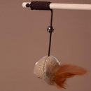 Dangle Wooden Rod Play Training Elastic Rope Cat Bell Toys Faux Mouse A