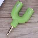 3.5mm Stereo Audio Jack Earphone Headphone 2 Way U Splitter Adapter A